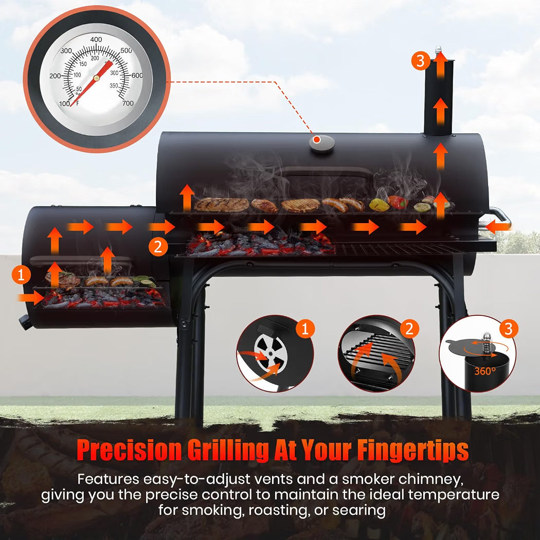 BBQ Grill With Offset Smoker