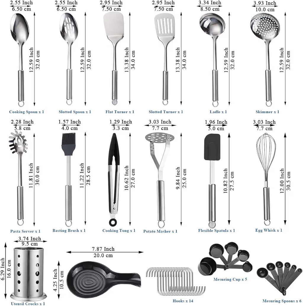 39pc Stainless Steel Kitchen Utencils Set