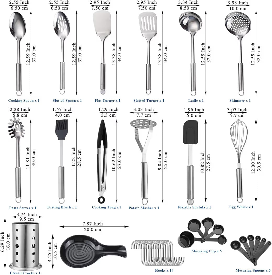 39pc Stainless Steel Kitchen Utencils Set
